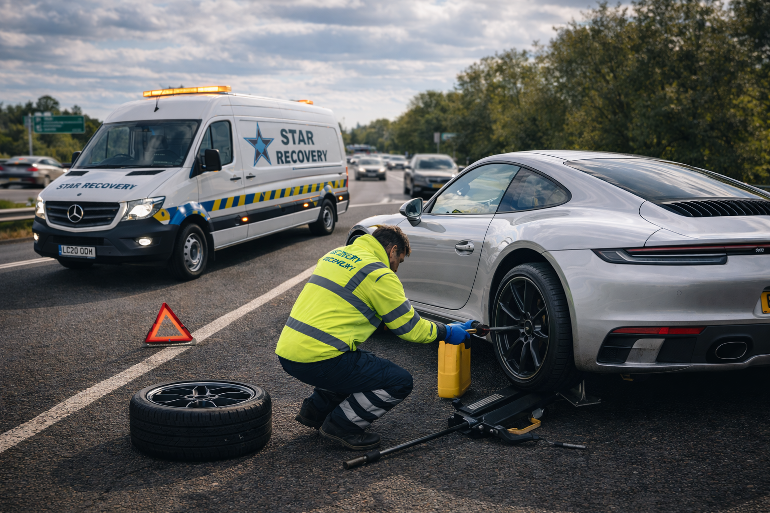 Emergency tyre change service