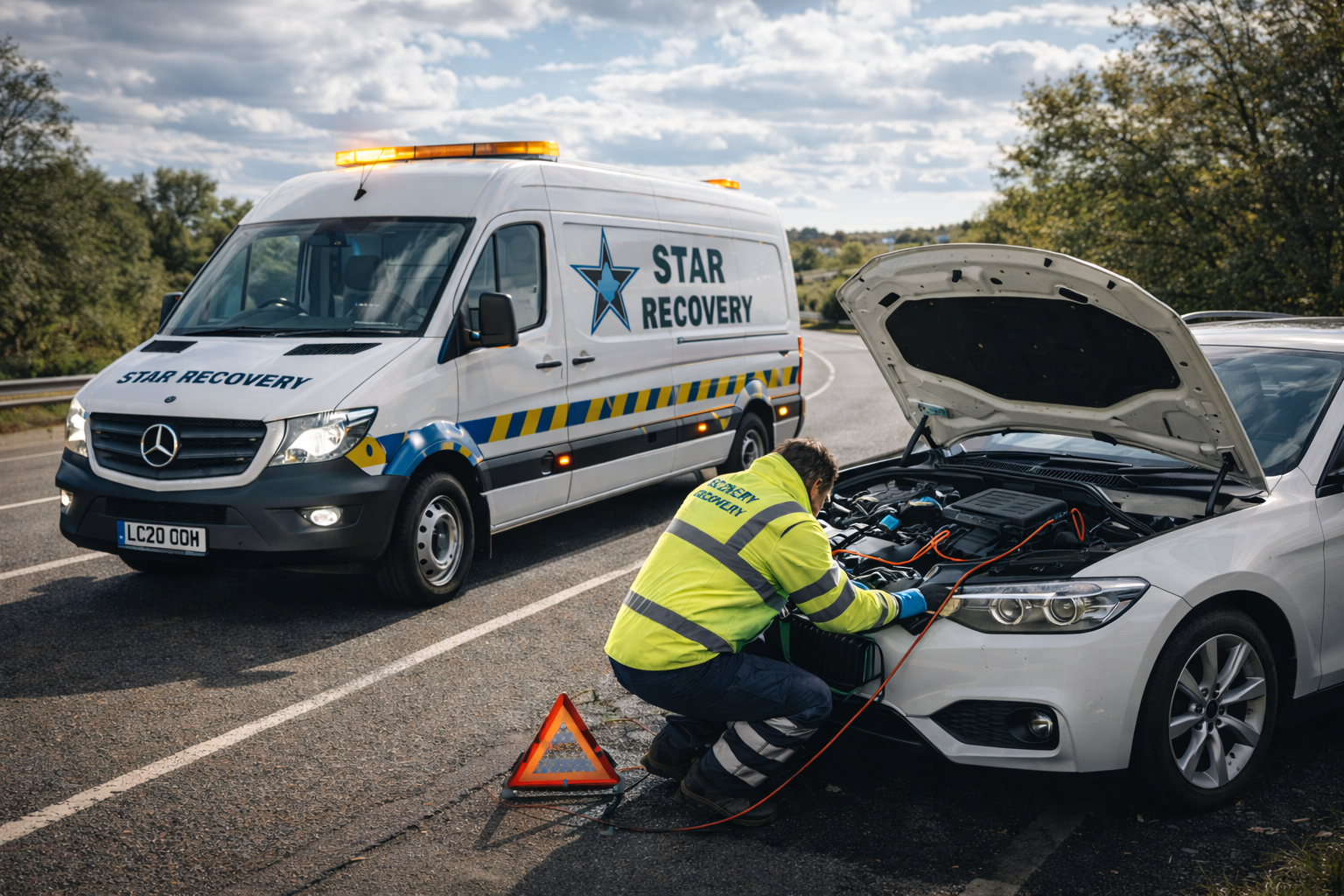 Car battery jump start service